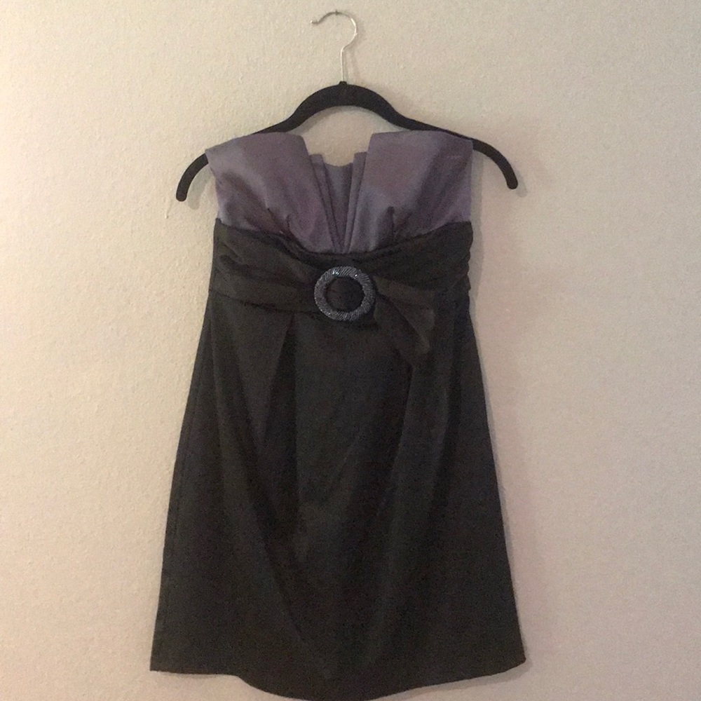 Black and Grey Strapless Cocktail Dress